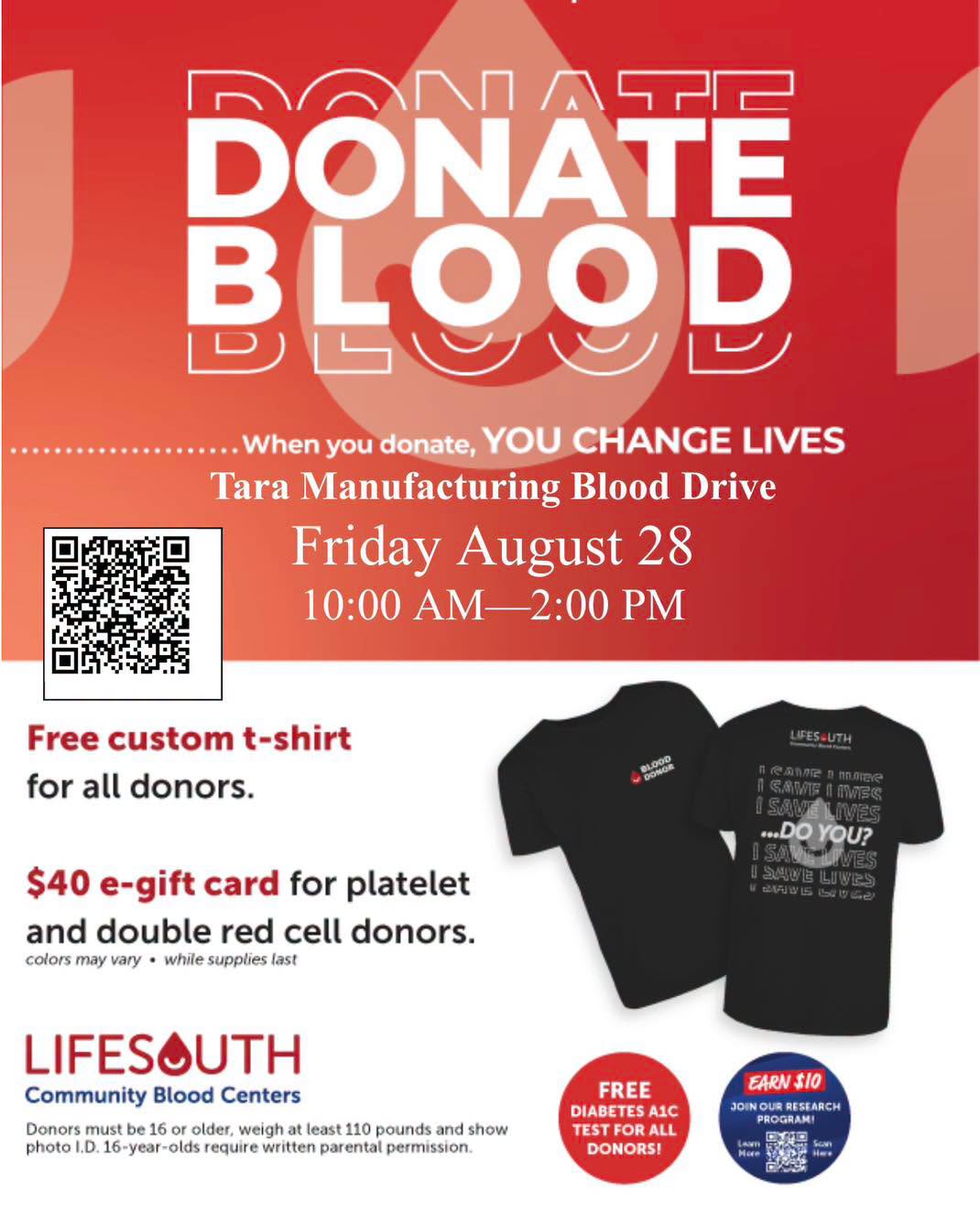 Tara Manufacturing Blood Drive
